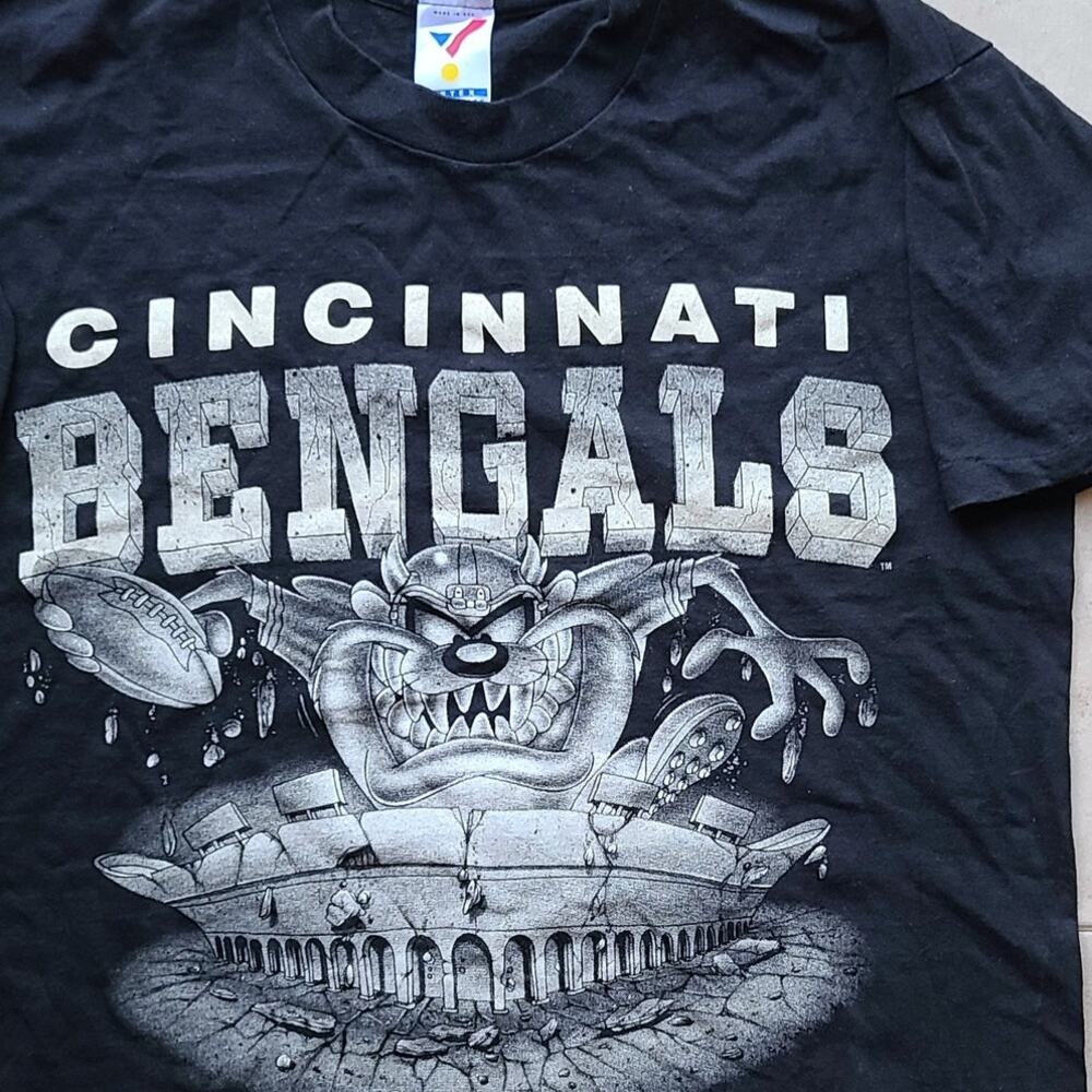 Cincinnati Bengals 90s TAZ Artex T-Shirt Single-Stich XL black NFL vintage